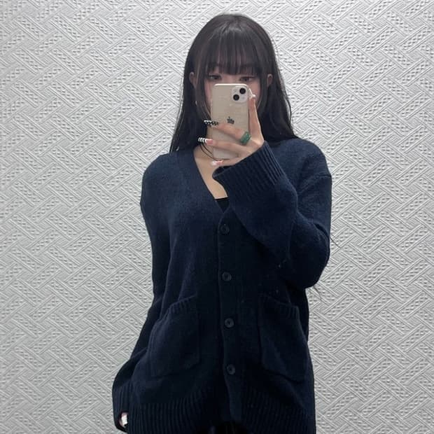 유니클로 빈티지 캐주얼 울혼방 니트 뜨개 가디건 M C10425
