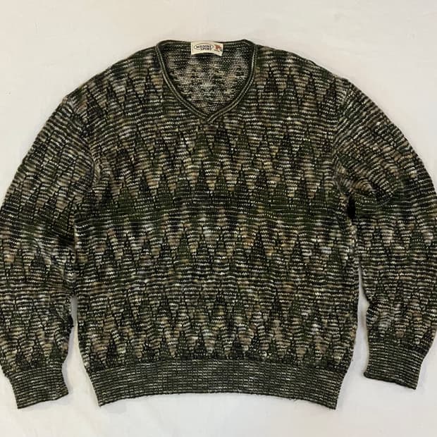 90s 미쏘니 스포츠 멀티패턴 울 니트