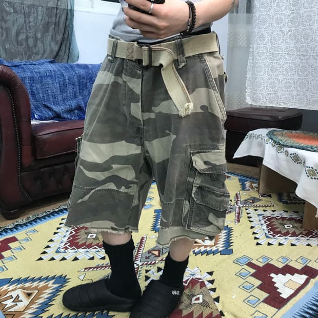 아베크롬비 빈티지 벨티드 카모 카고 반바지 (Z1012)