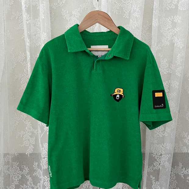 XS) 골든베어 23ss 테리 반팔 피케 티셔츠 그린