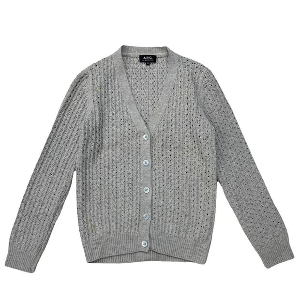 아페세 일본판 베이지 브이넥 니트가디건 XS
