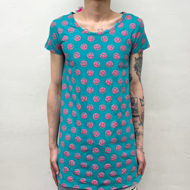 Pink Smile Printed Green T-Shirt 