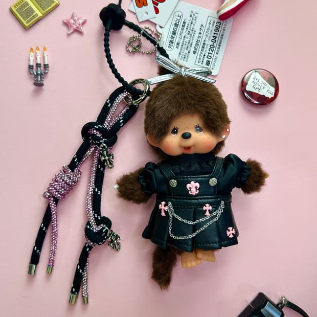 (5)정품몬치치🖤💖 커스텀 키링 블랙 +핑크로맨틱 체인룩 ✨