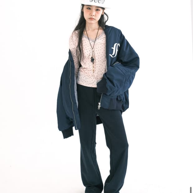 샵페어리 패치 봄버 패디드 자켓