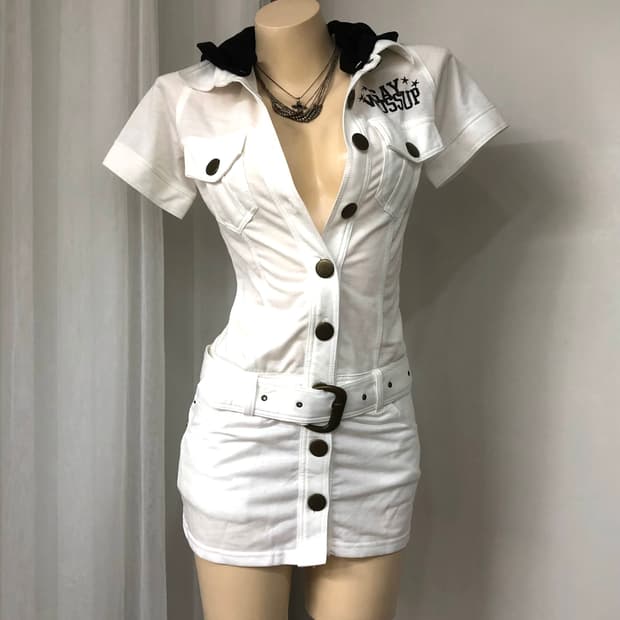onee gyaru st logo white hood bodysuit