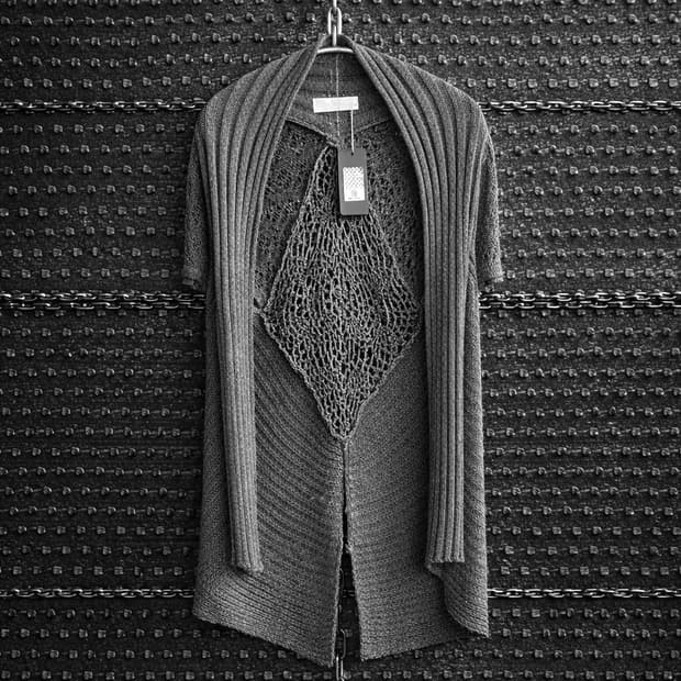 레이어드 펀칭니트 롱 가디건