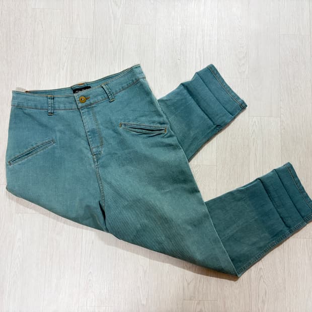 일본 빈티지 피그먼트 민트 데님팬츠