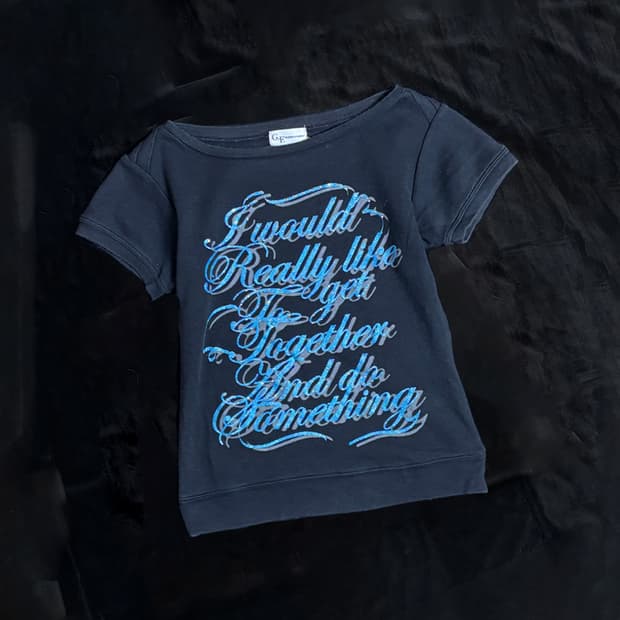 일본빈티지 GF fashion creation Y2K 글리터 티셔츠