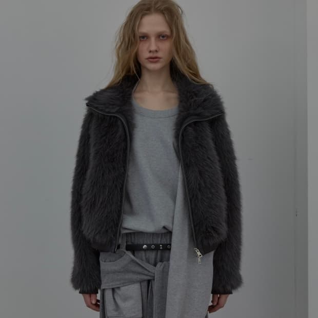 LCDC TM NEW FUR ZIP-UP JARKET GREY 퍼자켓