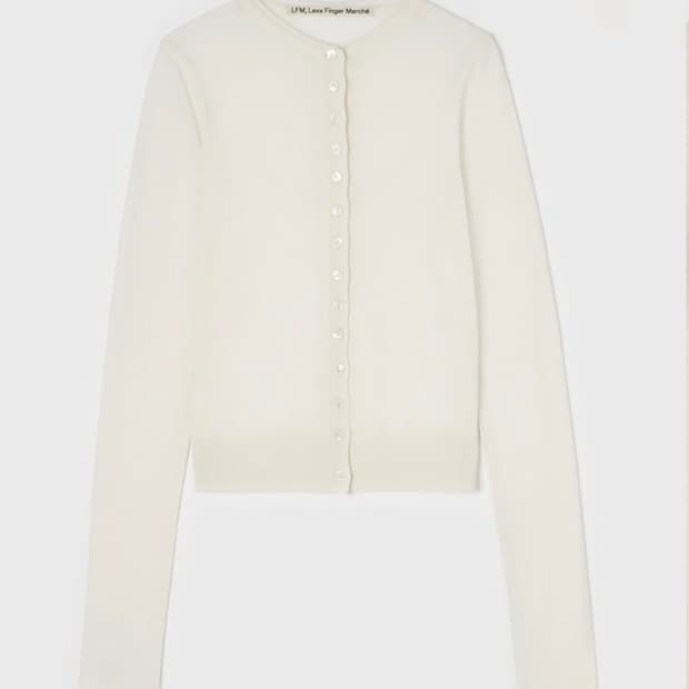 LFM sheer button cardigan Ivory