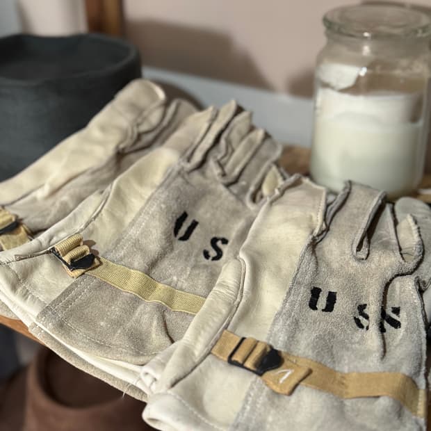 미사용) 80s US 미군 안전 가죽 장갑