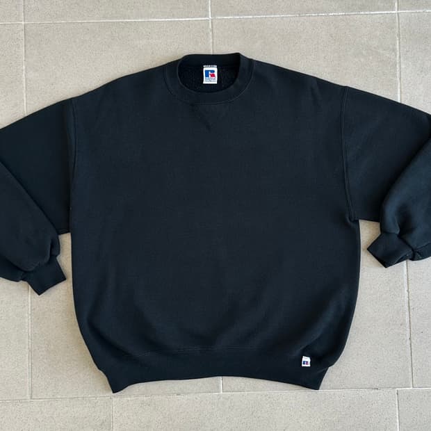 90s 빈티지 러셀 스웻셔츠 블랙 XL USA