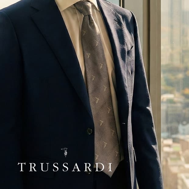 트루사르디 실크 자카드 로고 넥타이 9.3cm A+등급 K1649
