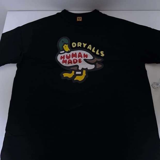 XL) 휴먼 메이드 애니멀 그래픽 덕 블랙 티셔츠