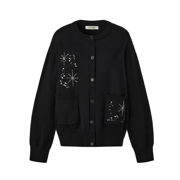 솔티페블 글리터링 젬 가디건 블랙