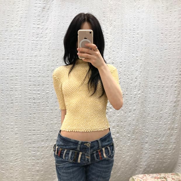 Popcorn Half Sleeve Knit