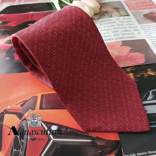 아쿠아스큐텀 실크 레드 마이크로 넥타이 9.5cm A+등급 A18821
