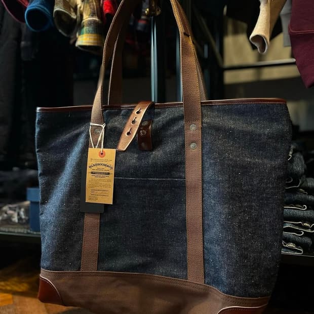 웨어하우스 lot.1001 인디고 데님 가죽 보스톤백