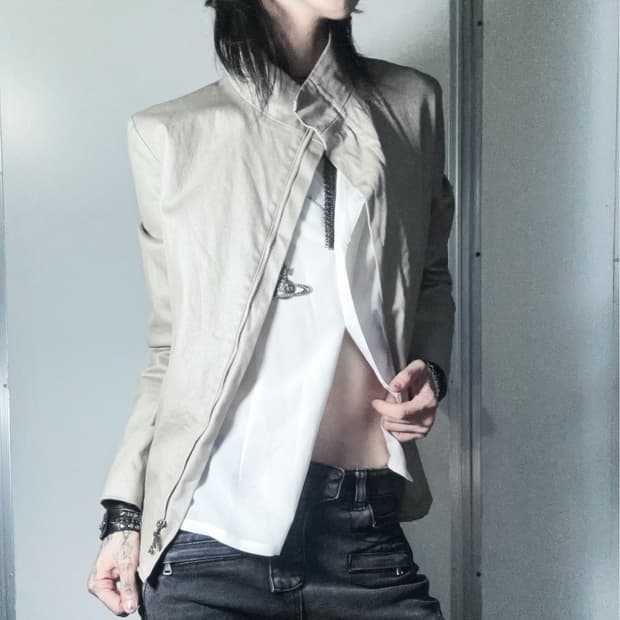 china collar single jacket