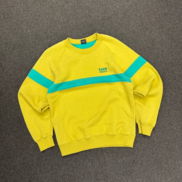 OS)CLUB adidas 빈티지 배색 기모 스웻셔츠