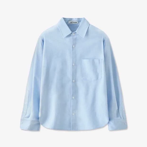 레이디 볼륨 슬리브 버튼 업 옥스포드 셔츠 라이트블루 하늘색 카라와이셔츠