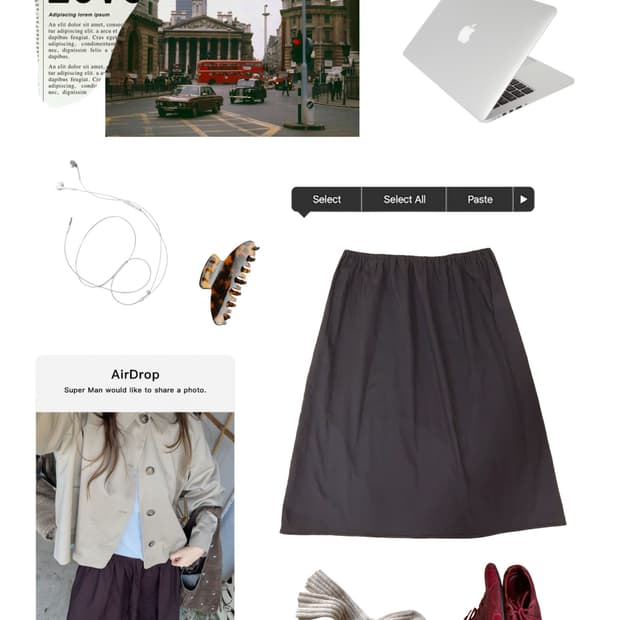 빈티지 브라운 코튼 스커트