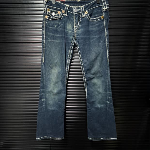트루릴리젼 조이 슈퍼 티 정품 워싱 데님 부츠컷 나팔 바지 플레어진 27