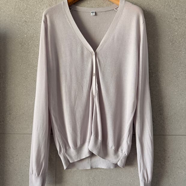 유니클로 핑크 베이지 얇은 가디건 XL