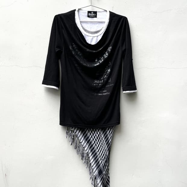Beamere scarf layered drape top