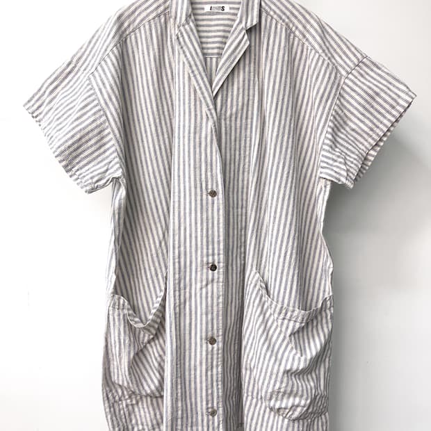 이세이 미야케 I.S 스프라이프 하프 셔츠 원피스