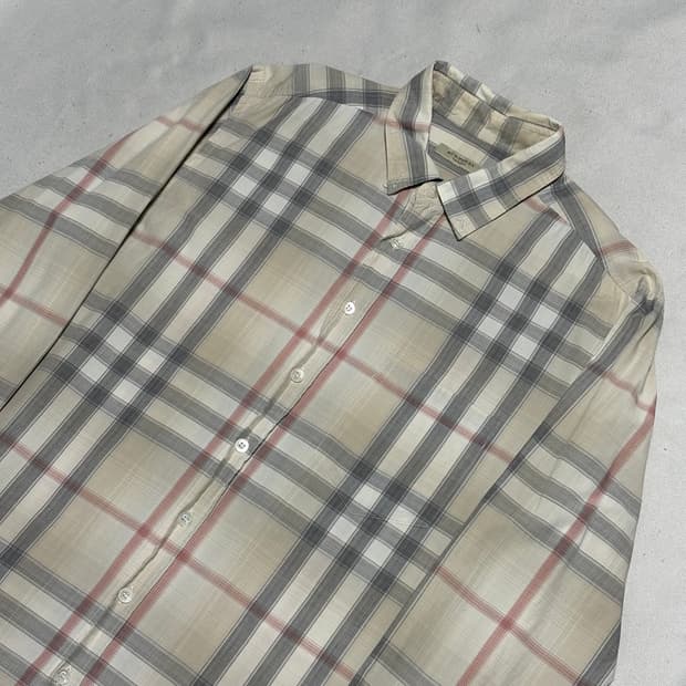 L 버버리 베이지 체크 셔츠