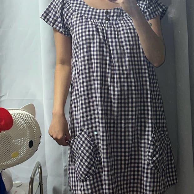 빈티지 너드 체크 패턴 원피스
