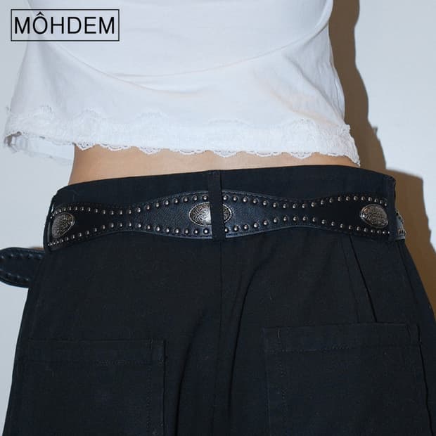 [Unisex]엔틱 웨스턴 찡 가죽 벨트