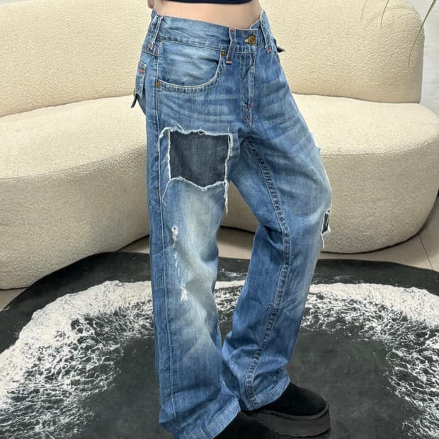 90s TRUE RELIGION 올드스쿨 워싱 스트레이트 데님 팬츠