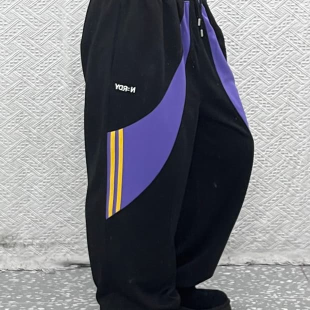 널디 키치 스트릿 힙합 블랙퍼플 져지 트랙팬츠 M C09765