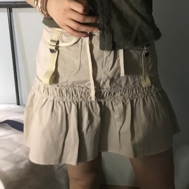 Vintage 러힙 베이지 카고 포켓 미니스커트