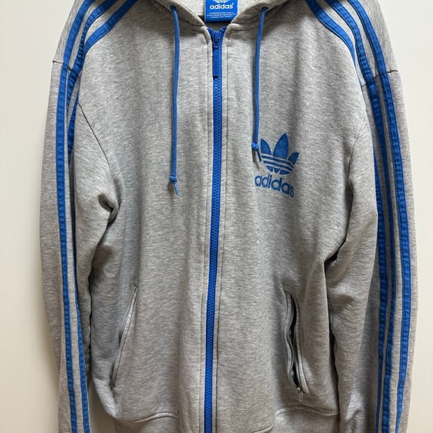 아디다스 그레이 블루 후드집업 xl사이즈 