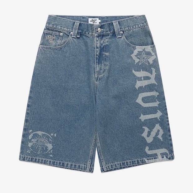 CAVISH - OVERDYED DENIM SHORTS BLUE