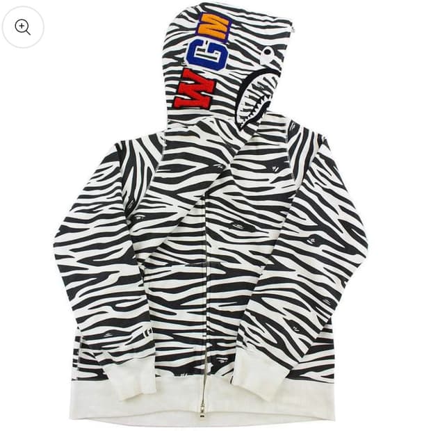희귀매물) Bape 베이프 샤크 지브라 후드집업