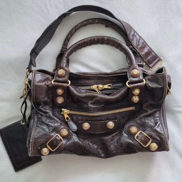 발렌시아가 모터백 브라운 정품 