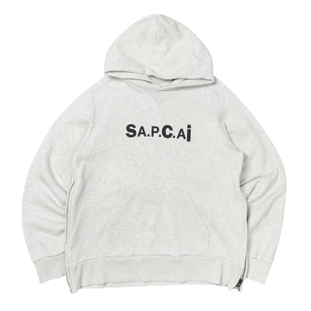 (L) A.P.C. X sacai 아페쎄 사카이 절개 후드티 그레이