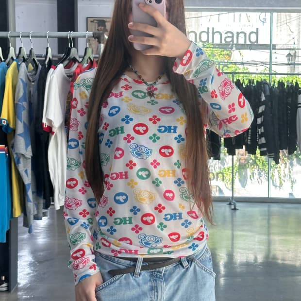 히스테릭글래머 미니 시스루 컬러 롱슬리브긴팔티셔츠