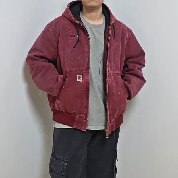 칼하트 액티브 자켓 cri 칼하트 후드자켓 칼하트 j130 크림슨레드
