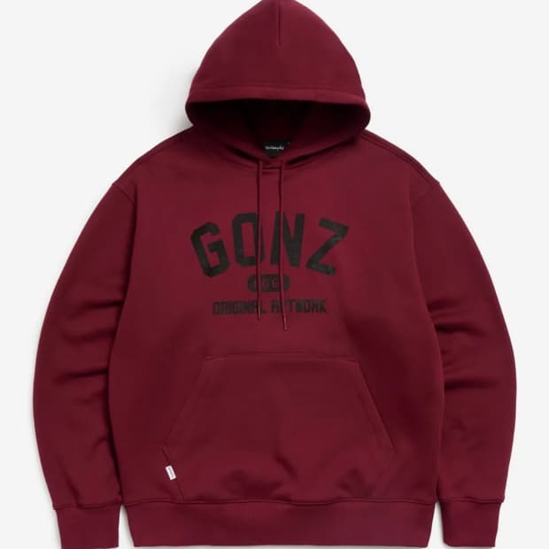 GONZ VARSITY SWEAT HOODIE - BURGUNDY
