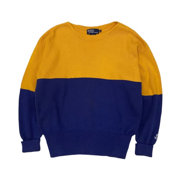 90's 폴로 컬러블록 보트넥 스뤠터