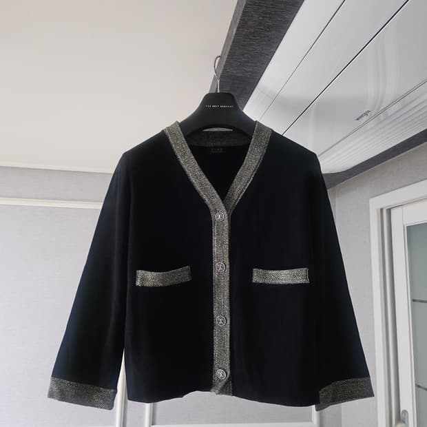 [거의 새것] 타임 TIME 자수 트위드 가디건 90