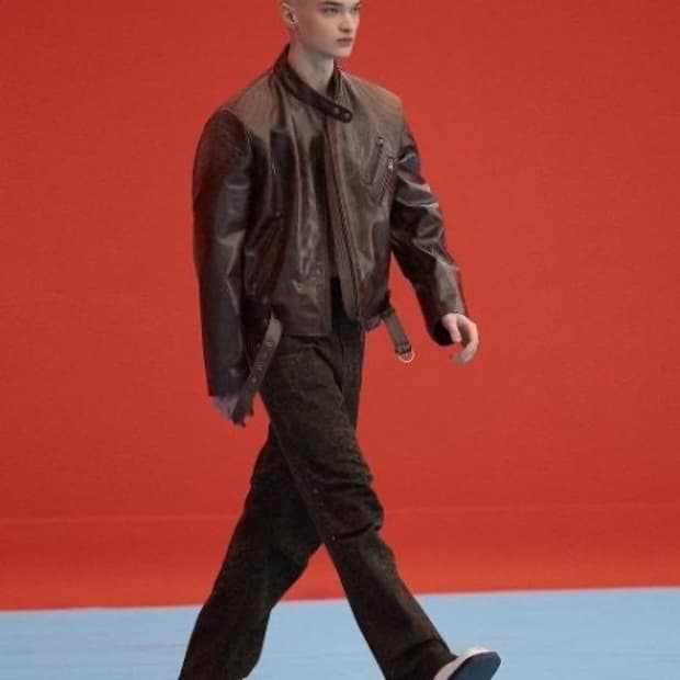 (M) 앤더슨벨 바이커 레더 자켓