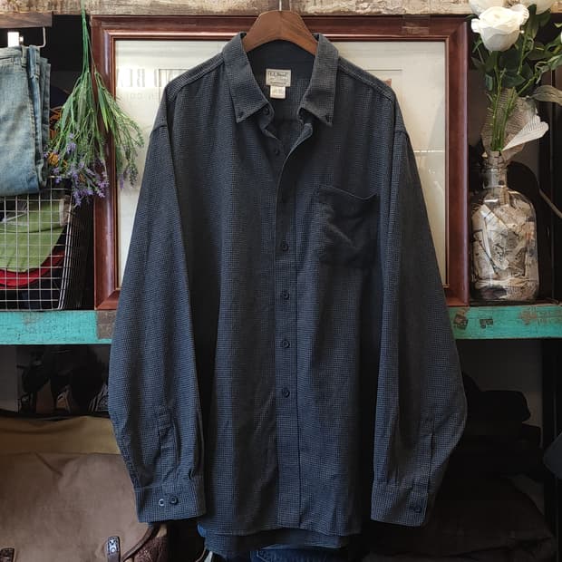 90s 엘엘빈 셔츠 하운드투스 패턴 워크셔츠 그레이 xxl 빅사이즈