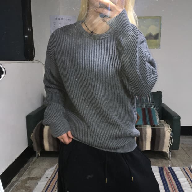 투티/0322 BUCKAROO 그레이 니트 스웨터