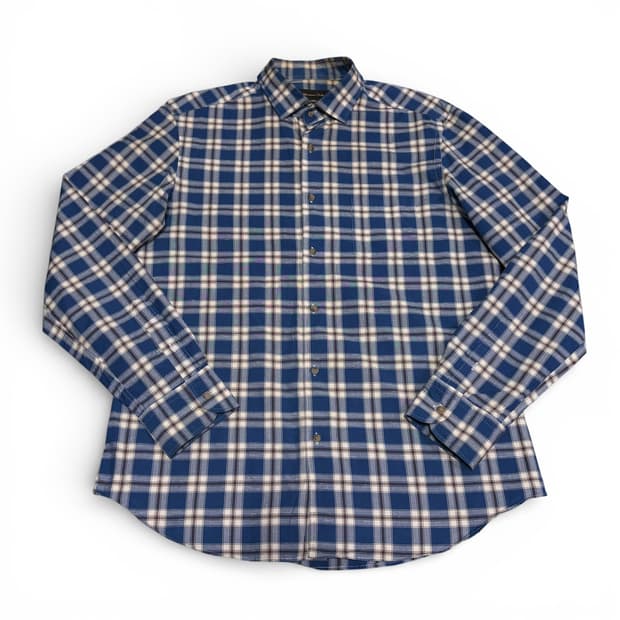 L 마시모두띠 네이비 체크셔츠